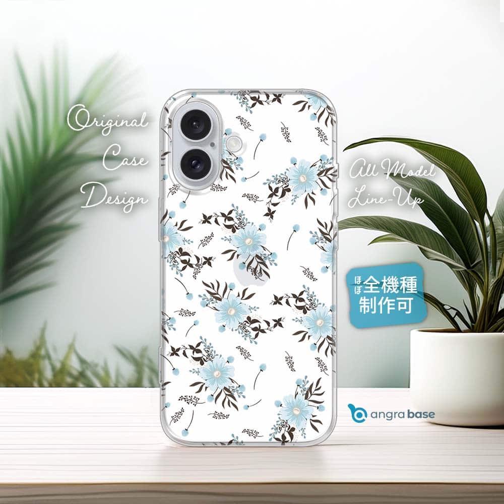 iPhone17e/iPhone17/iPhoneAir 花柄 全機種対応☆TPUケース ミントブルー | 1枚目