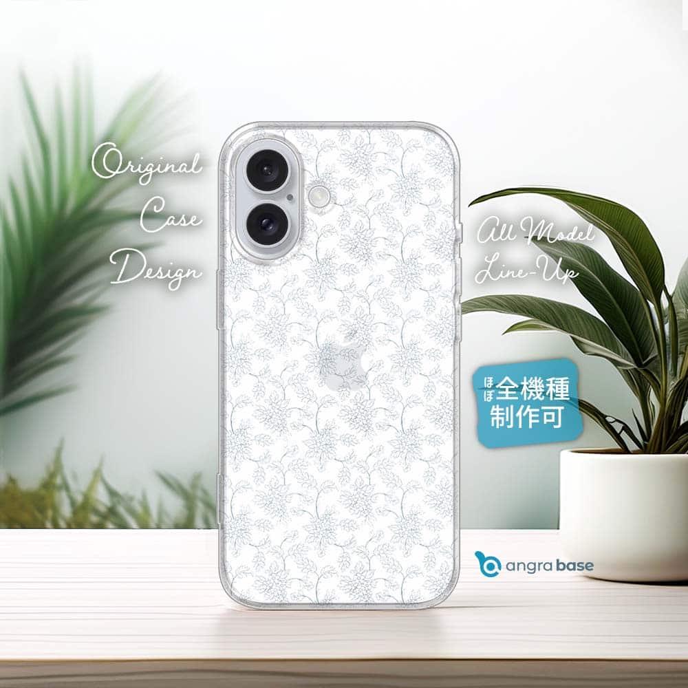 iPhone17e/iPhone17/iPhoneAir 花柄 全機種対応☆TPUケース 花のシームレス・ブルー | 1枚目