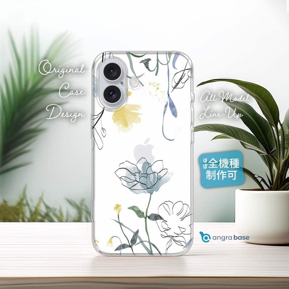 iPhone17e/iPhone17/iPhoneAir 花柄 全機種対応☆TPUケース デリケートペイント ブルー | 1枚目