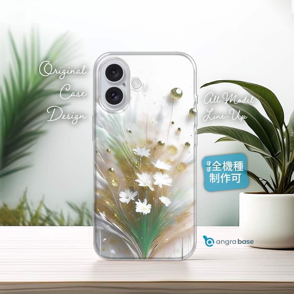 iPhone17e/iPhone17 花柄 全機種対応☆TPUケース オイルペイント  グリーンフラワー | 1枚目