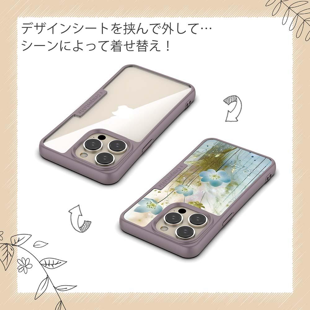 iPhone16/iPhone16e/iPhone16 Pro 花柄 コンポスケース オイルペイント 青い花 | 5枚目