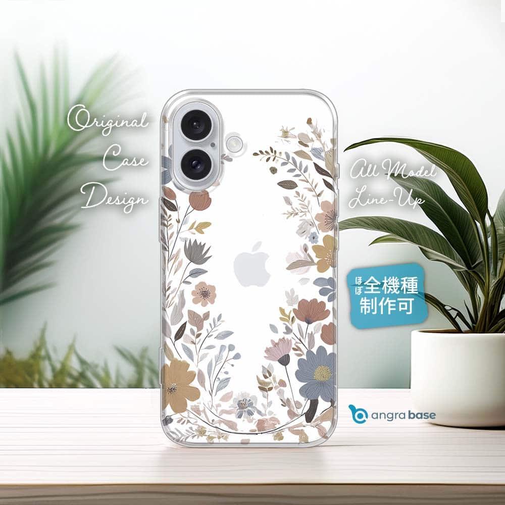 iPhone16e/Pixel9a/iPhone16Pro 花柄 全機種対応☆TPUケース 北欧くすみカラーの花1枚目の画像