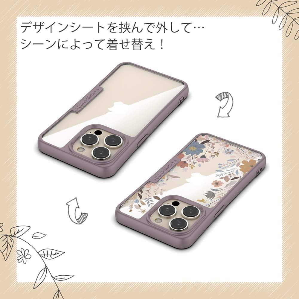 iPhone16/iPhone16e/iPhone16 Pro 花柄 コンポスケース 北欧くすみカラーの花 | 5枚目