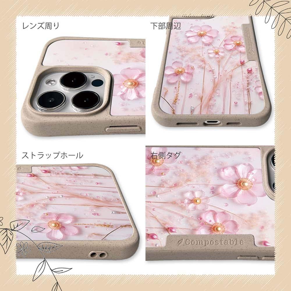iPhone16/iPhone16e/iPhone16 Pro 花柄 コンポスケース プラスチックフラワー ピンクNo2 | 6枚目