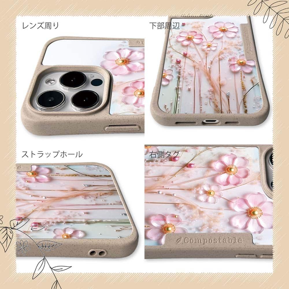 iPhone16/iPhone16e/iPhone16 Pro 花柄 コンポスケース プラスチックフラワー ピンクNo1 | 6枚目