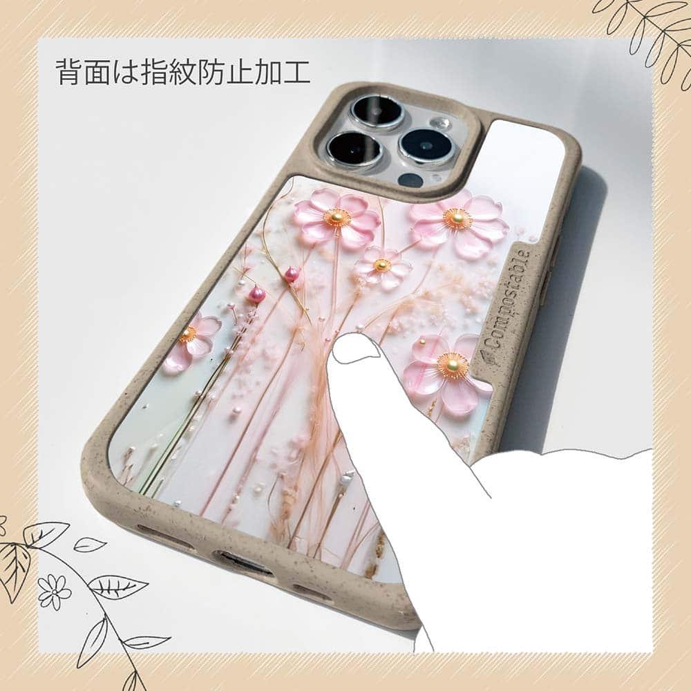 iPhone16/iPhone16e/iPhone16 Pro 花柄 コンポスケース プラスチックフラワー ピンクNo1 | 13枚目