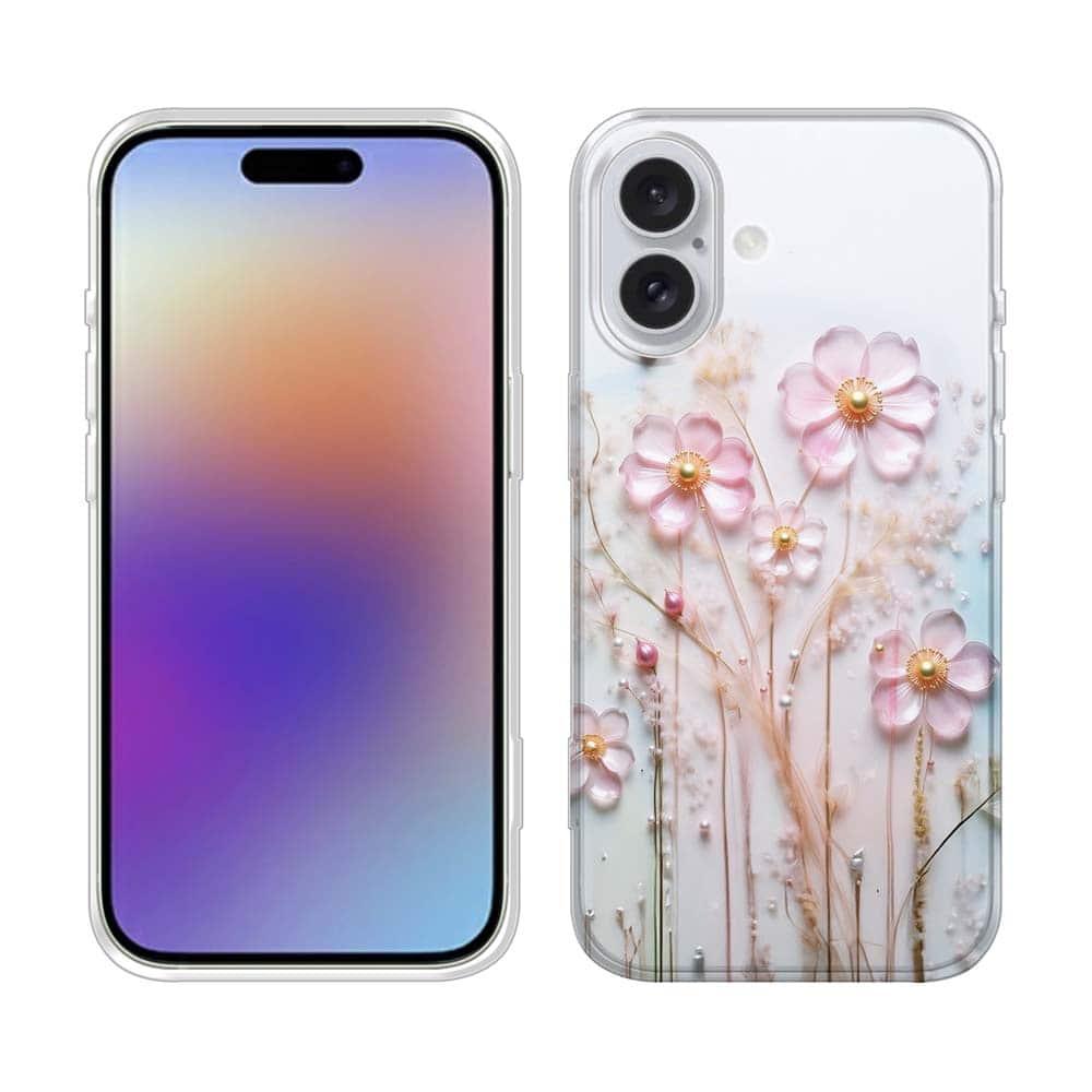 iPhone17/iPhoneAir 花柄 全機種対応☆TPUケース プラスチックフラワー ピンクNo1 | 2枚目