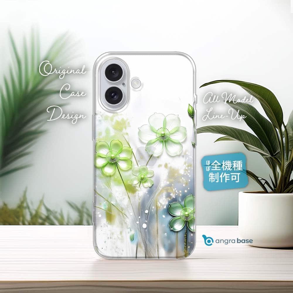iPhone17/iPhoneAir 花柄 全機種対応☆TPUケース プラスチックフラワー グリーンNo2