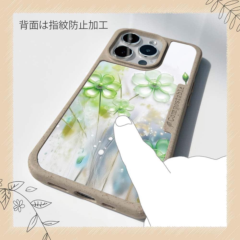 iPhone16/iPhone16e 花柄 コンポスケース プラスチックフラワー グリーンNo2 | 13枚目