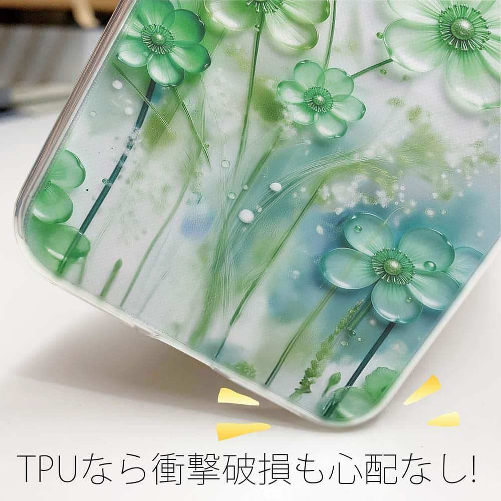 iPhone17/iPhoneAir 花柄 全機種対応☆TPUケース プラスチックフラワー グリーンNo1 | 4枚目