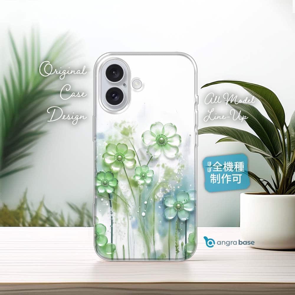 iPhone17/iPhoneAir 花柄 全機種対応☆TPUケース プラスチックフラワー グリーンNo1