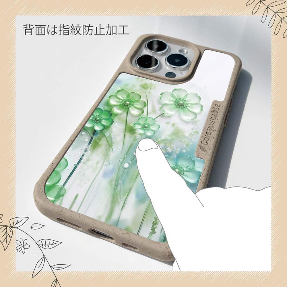 iPhone16/iPhone16e 花柄 コンポスケース プラスチックフラワー グリーンNo1 | 13枚目