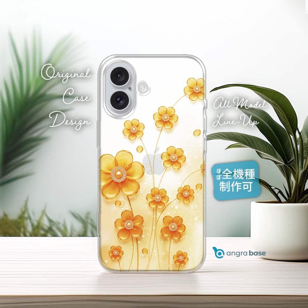 iPhone17/iPhoneAir 花柄 全機種対応☆TPUケース プラスチックフラワー オレンジNo1