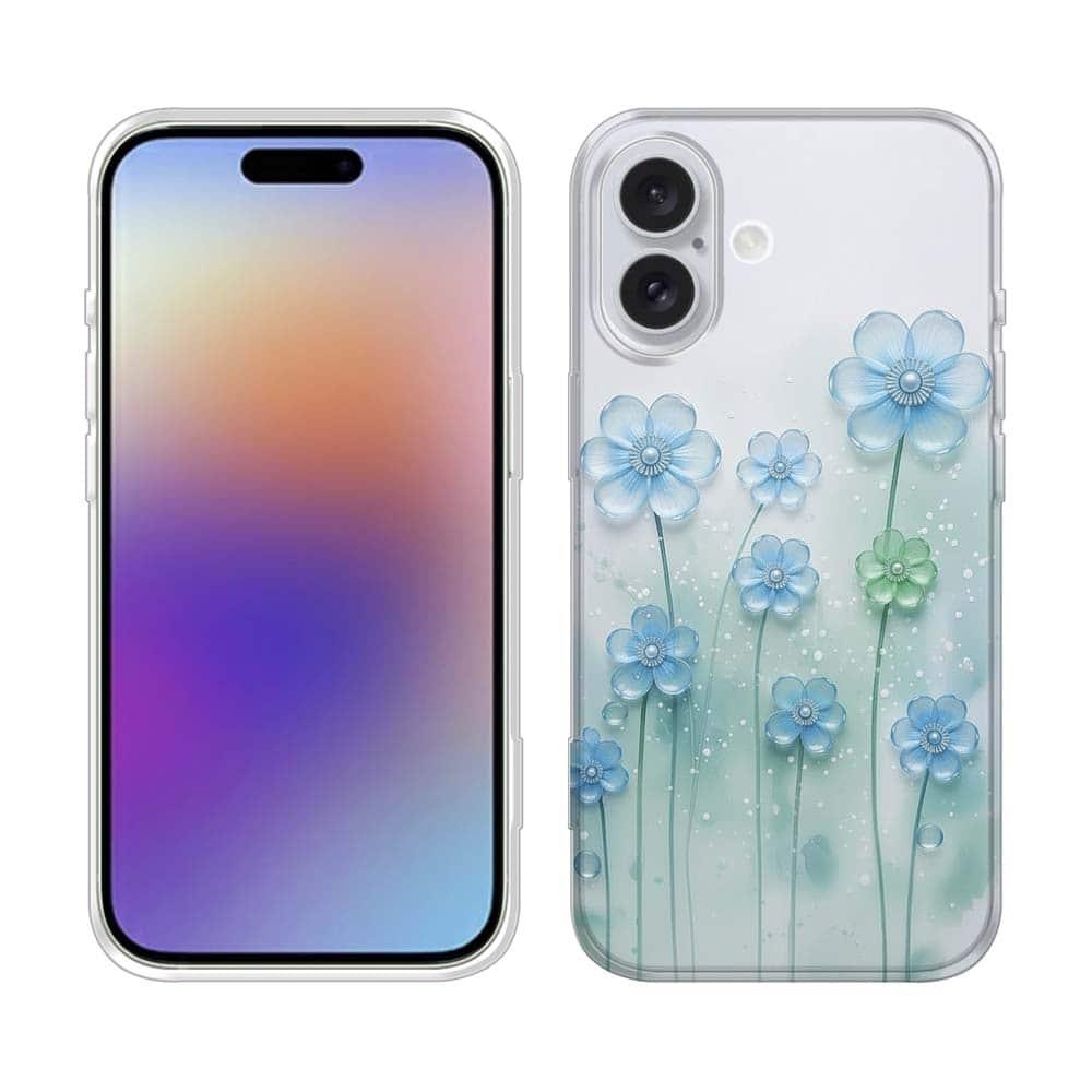 iPhone17/iPhoneAir 花柄 全機種対応☆TPUケース プラスチックフラワー ブルーNo2 | 2枚目