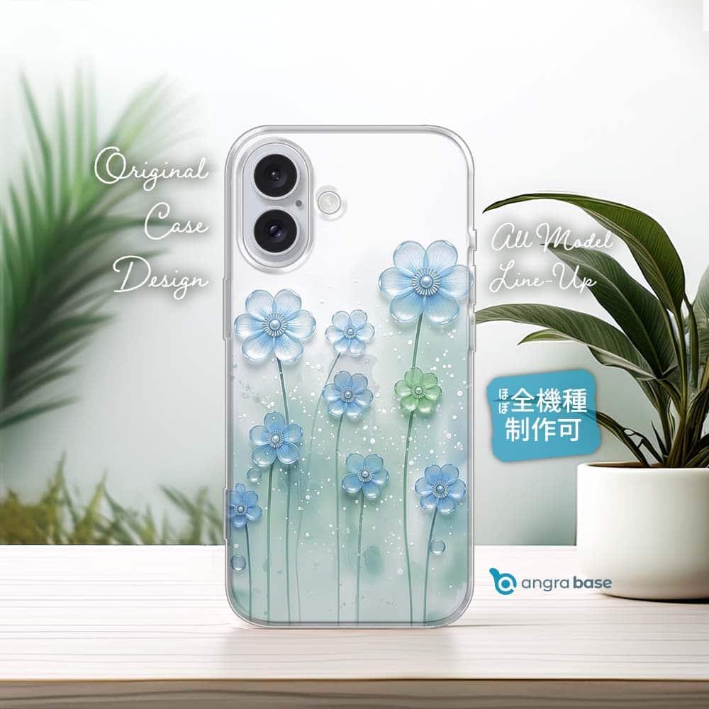 iPhone17/iPhoneAir 花柄 全機種対応☆TPUケース プラスチックフラワー ブルーNo2