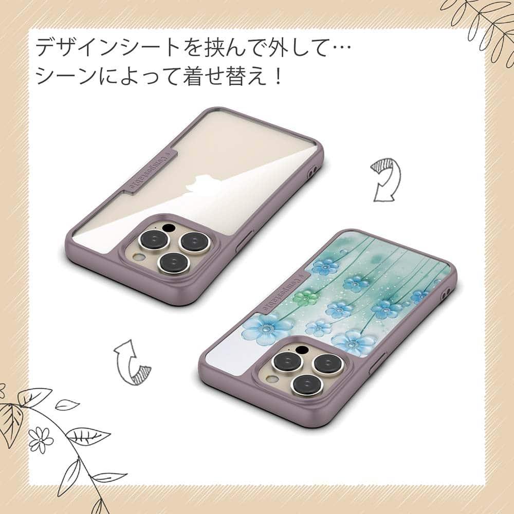 iPhone16/iPhone16e 花柄 コンポスケース プラスチックフラワー ブルーNo2 | 5枚目
