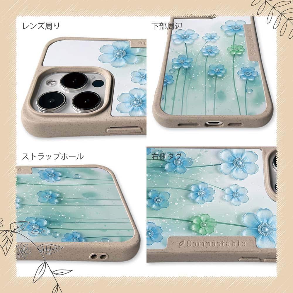 iPhone16/iPhone16e 花柄 コンポスケース プラスチックフラワー ブルーNo2 | 6枚目