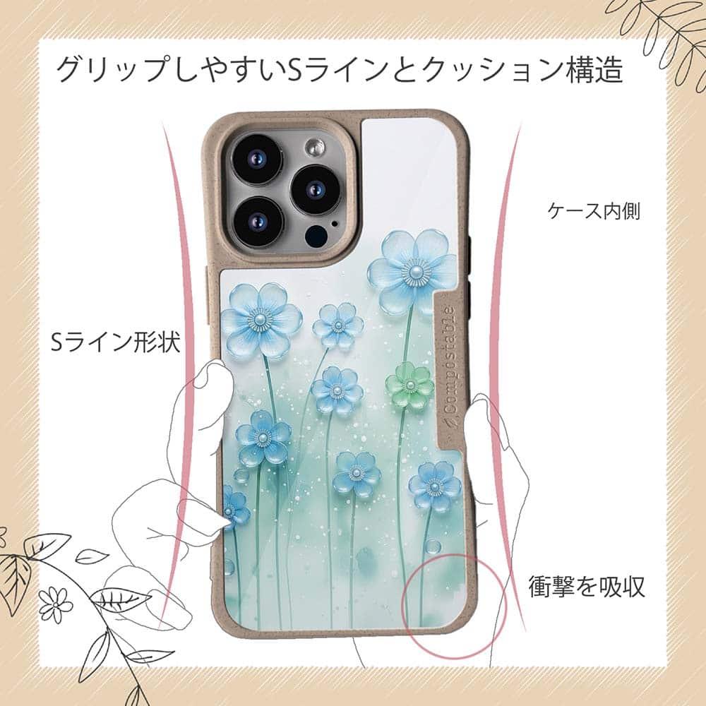 iPhone16/iPhone16e 花柄 コンポスケース プラスチックフラワー ブルーNo2 | 8枚目