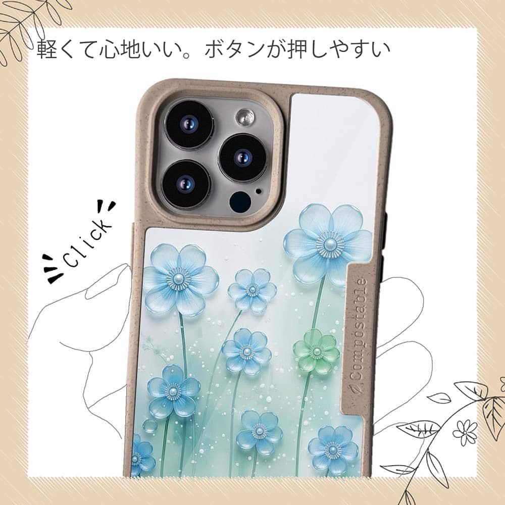 iPhone16/iPhone16e 花柄 コンポスケース プラスチックフラワー ブルーNo2 | 10枚目