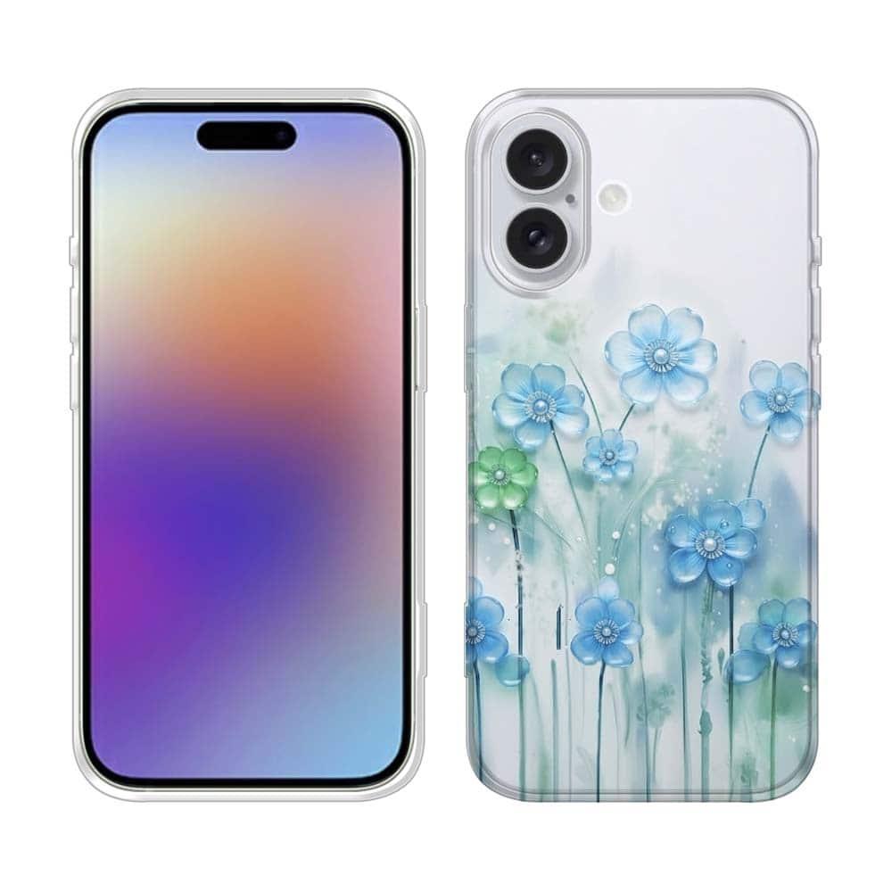 iPhone17/iPhoneAir 花柄 全機種対応☆TPUケース プラスチックフラワー ブルーNo1 | 2枚目