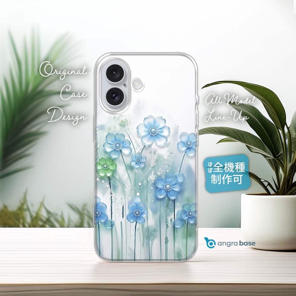 iPhone17/iPhoneAir 花柄 全機種対応☆TPUケース プラスチックフラワー ブルーNo1