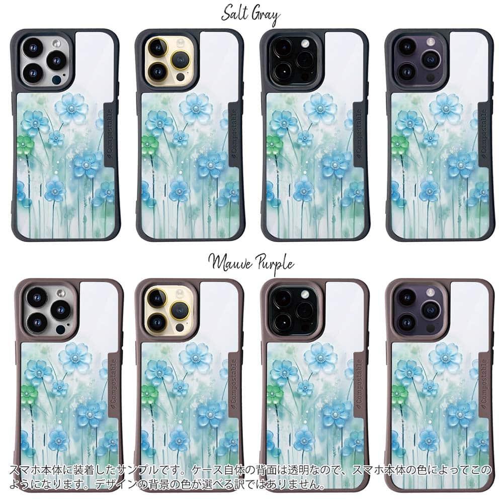 iPhone16/iPhone16e 花柄 コンポスケース プラスチックフラワー ブルーNo1 | 3枚目