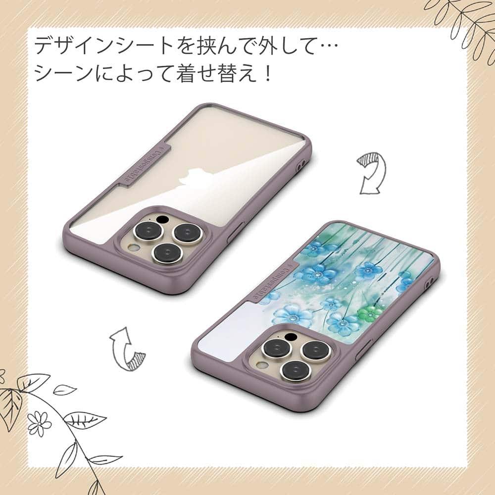 iPhone16/iPhone16e 花柄 コンポスケース プラスチックフラワー ブルーNo1 | 5枚目