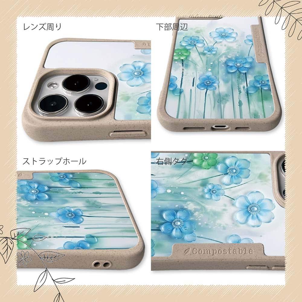 iPhone16/iPhone16e 花柄 コンポスケース プラスチックフラワー ブルーNo1 | 6枚目