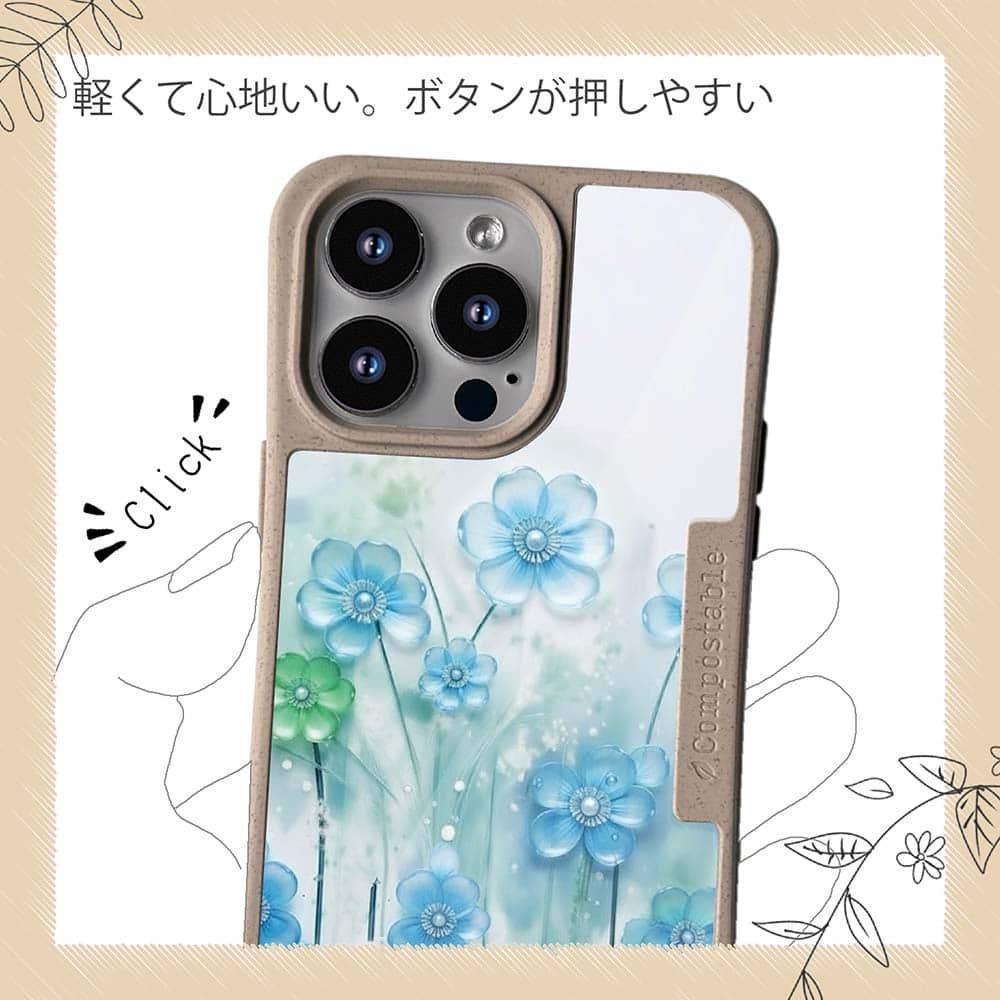 iPhone16/iPhone16e 花柄 コンポスケース プラスチックフラワー ブルーNo1 | 10枚目