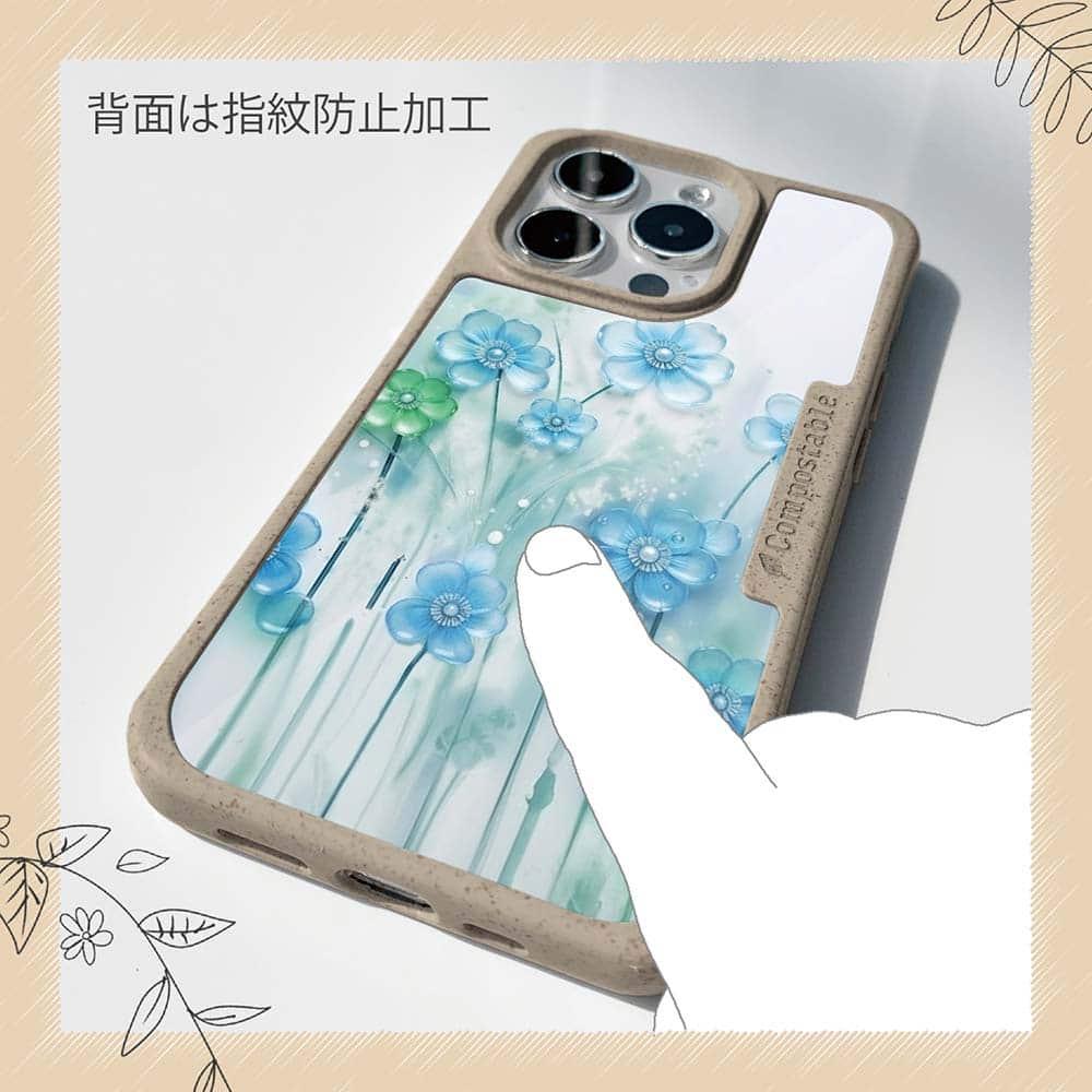 iPhone16/iPhone16e 花柄 コンポスケース プラスチックフラワー ブルーNo1 | 13枚目