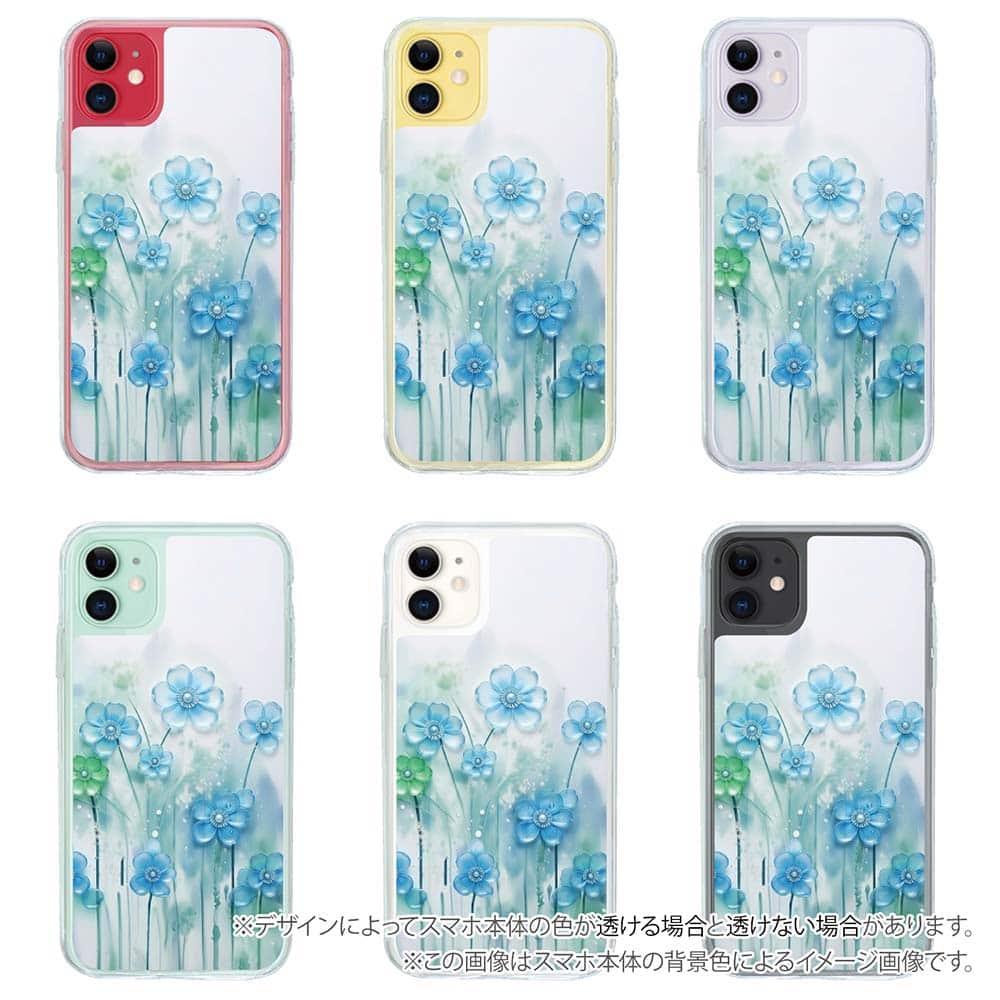 iPhone17 花柄 全機種対応☆【インナーシート/デザインシート】 プラスチックフラワー ブルーNo1 | 5枚目