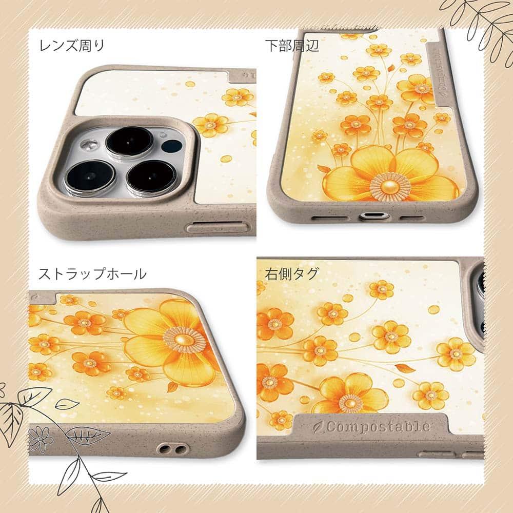iPhone16/iPhone16e 花柄 コンポスケース プラスチックフラワー オレンジNo2 | 6枚目