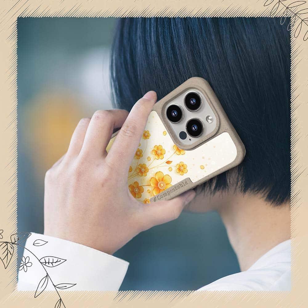 iPhone16/iPhone16e 花柄 コンポスケース プラスチックフラワー オレンジNo2 | 7枚目