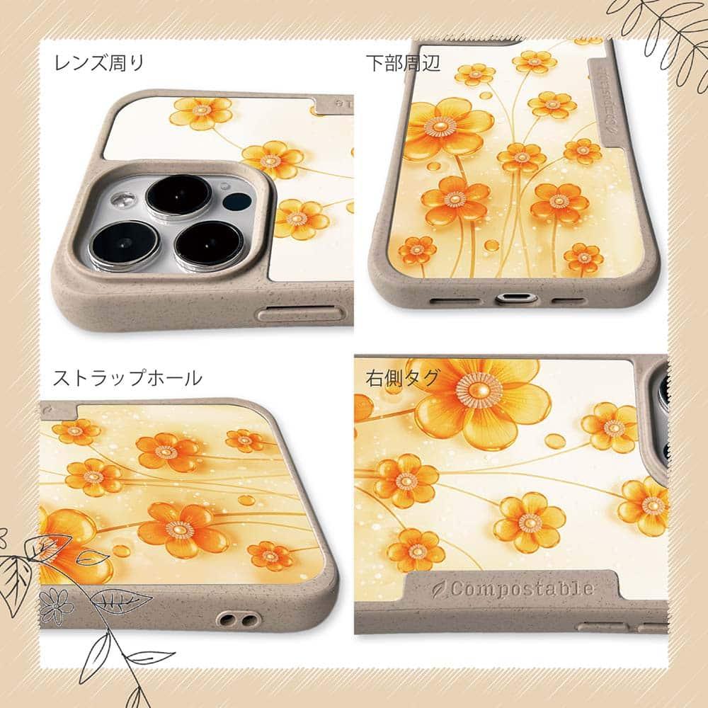 iPhone16/iPhone16e 花柄 コンポスケース プラスチックフラワー オレンジNo1 | 6枚目