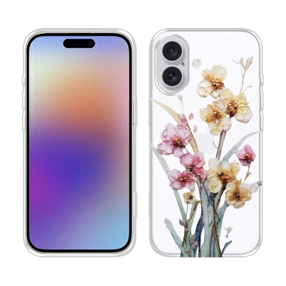 iPhone17/iPhoneAir 花柄 全機種対応☆TPUケース 日本の花画風 イエロー | 2枚目