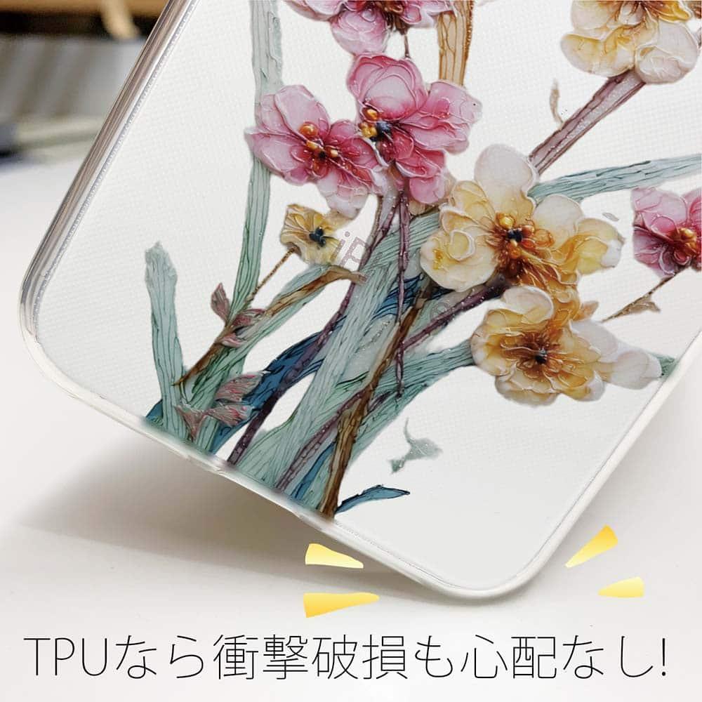 iPhone17/iPhoneAir 花柄 全機種対応☆TPUケース 日本の花画風 イエロー | 4枚目