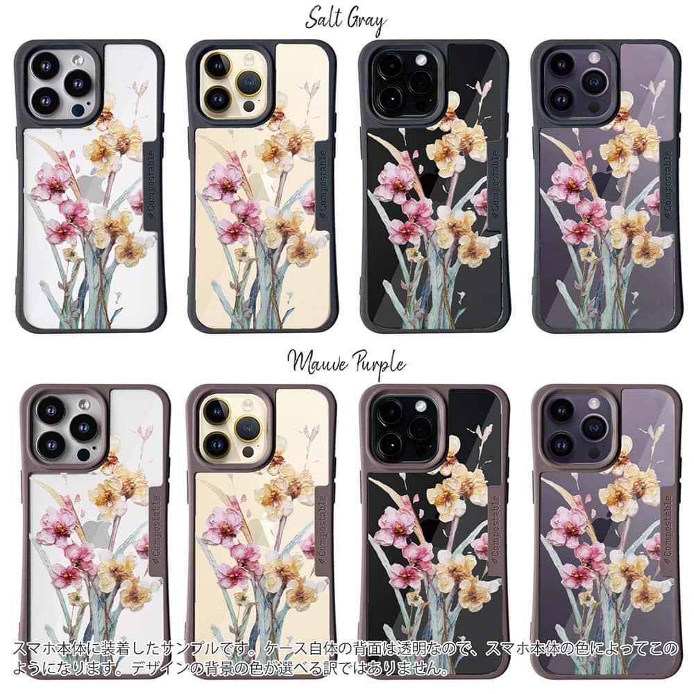 iPhone16/iPhone16e 花柄 コンポスケース 日本の花画風 イエロー | 3枚目