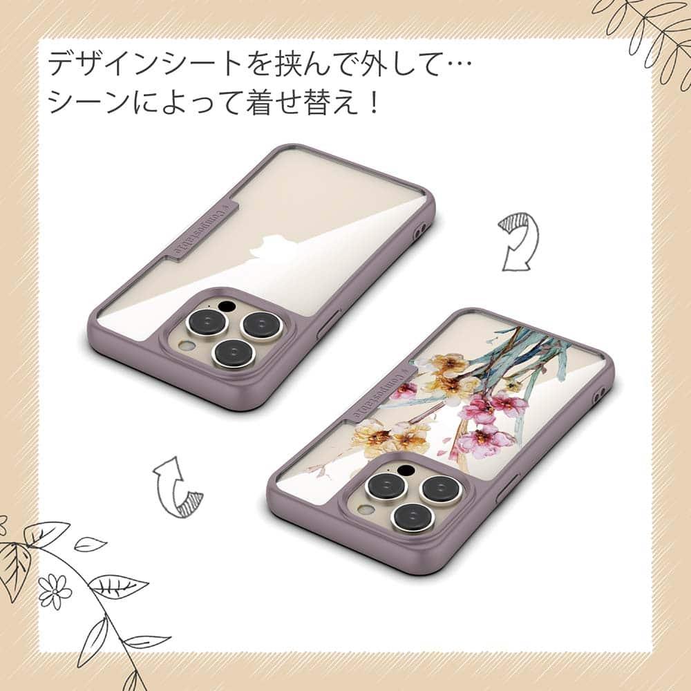 iPhone16/iPhone16e 花柄 コンポスケース 日本の花画風 イエロー | 5枚目