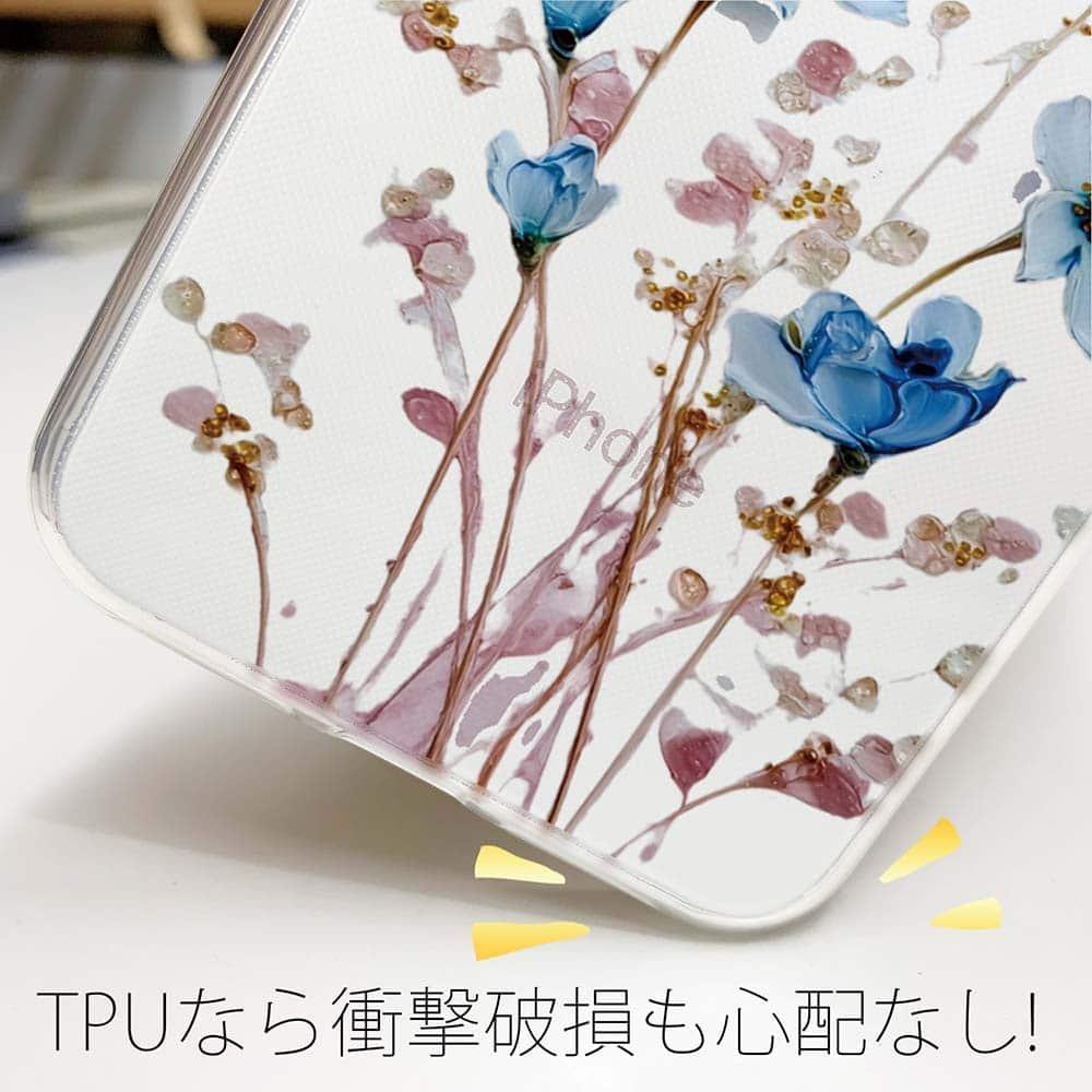 iPhone17/iPhoneAir 花柄 全機種対応☆TPUケース 日本の花画風 ブルー | 4枚目