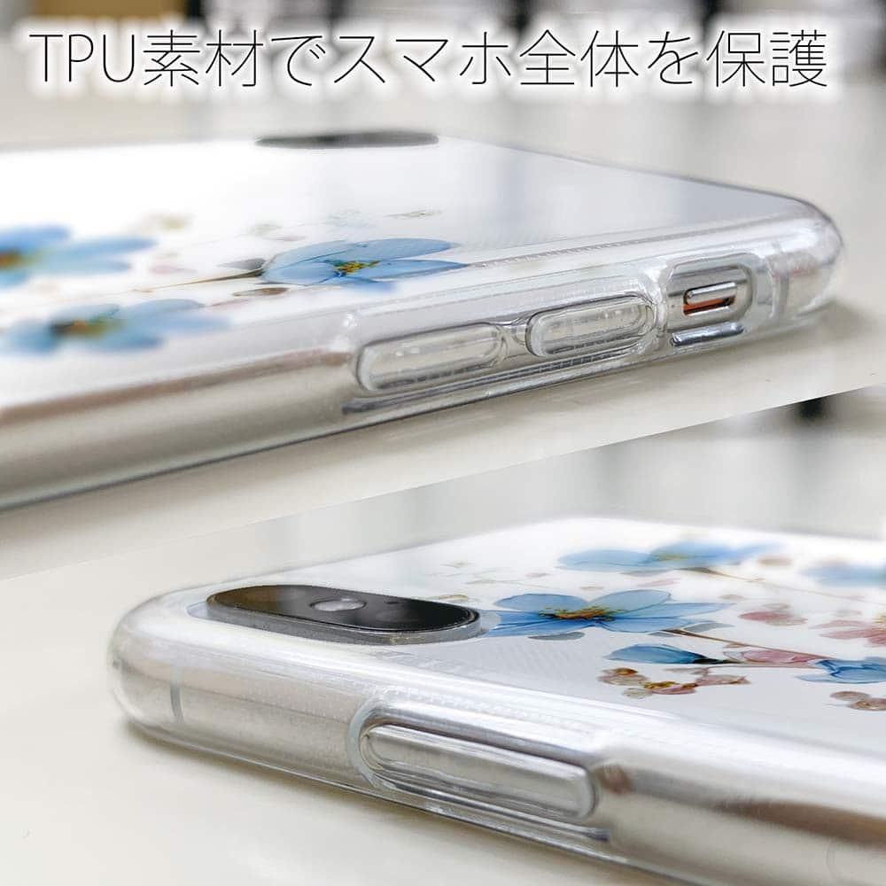 iPhone17/iPhoneAir 花柄 全機種対応☆TPUケース 日本の花画風 ブルー | 5枚目