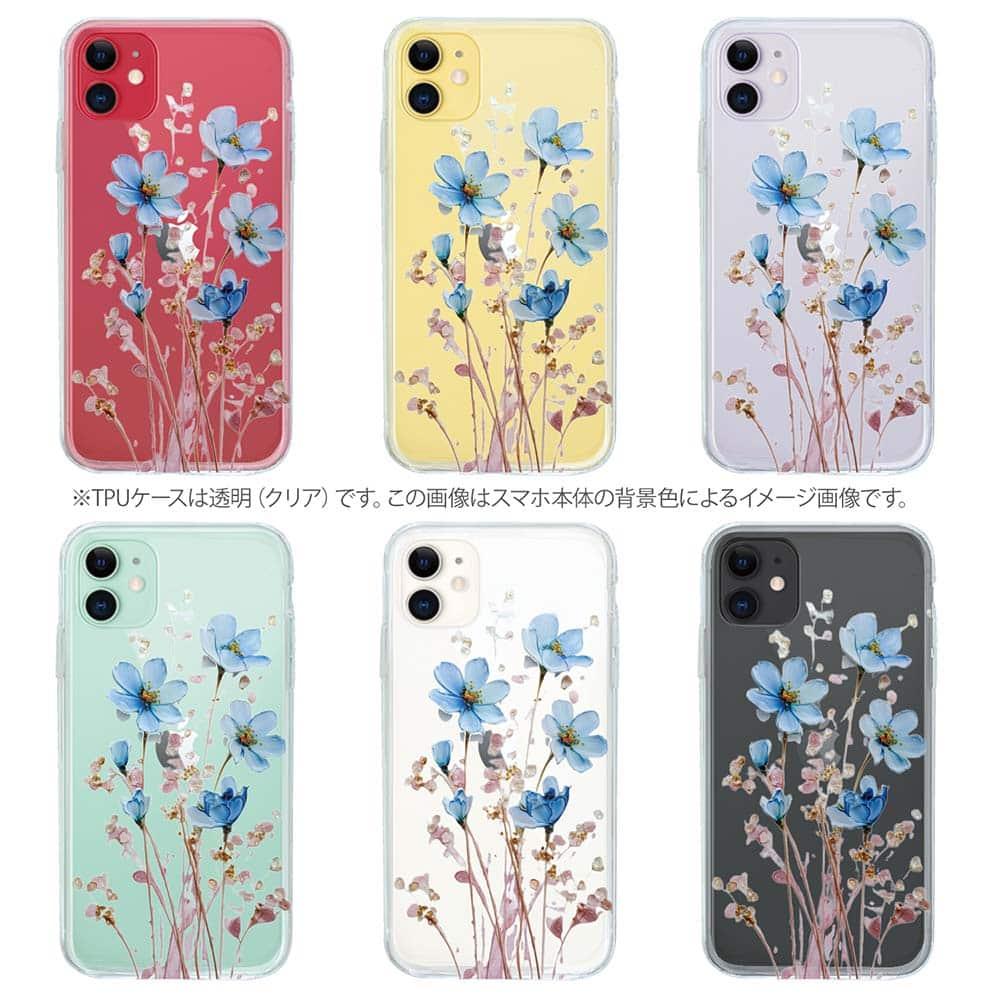 iPhone17/iPhoneAir 花柄 全機種対応☆TPUケース 日本の花画風 ブルー | 9枚目