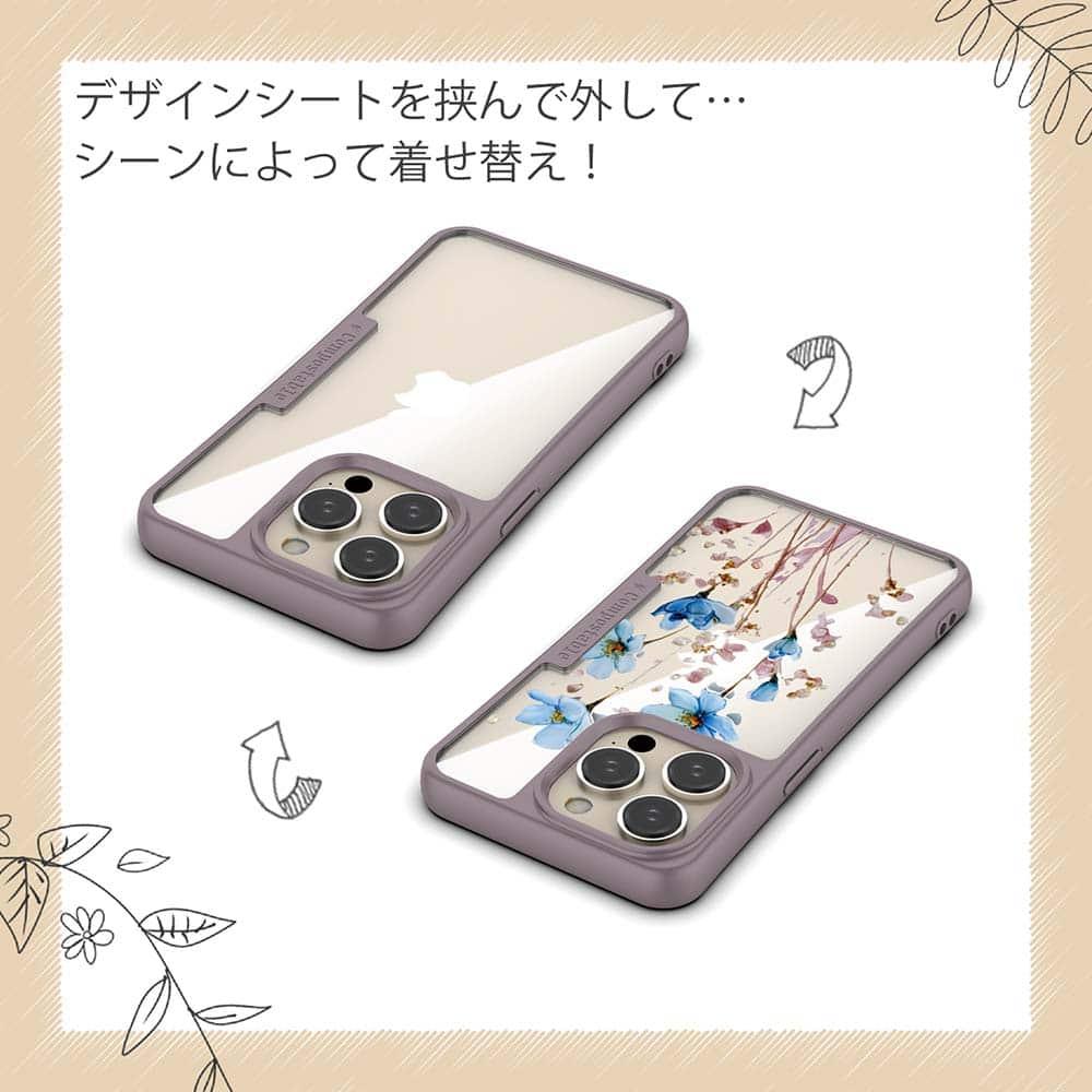 iPhone16/iPhone16e 花柄 コンポスケース 日本の花画風 ブルー | 5枚目