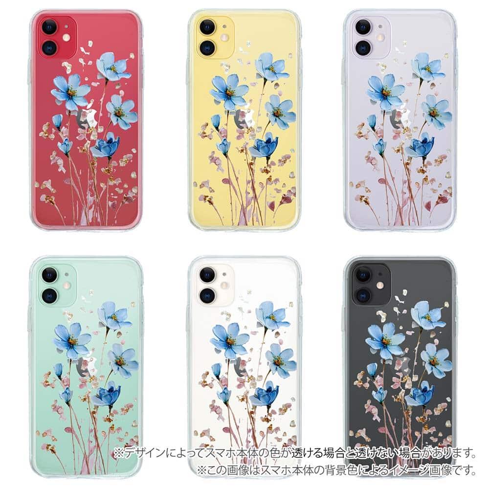 iPhone17 花柄 全機種対応☆【インナーシート/デザインシート】 日本の花画風 ブルー | 5枚目