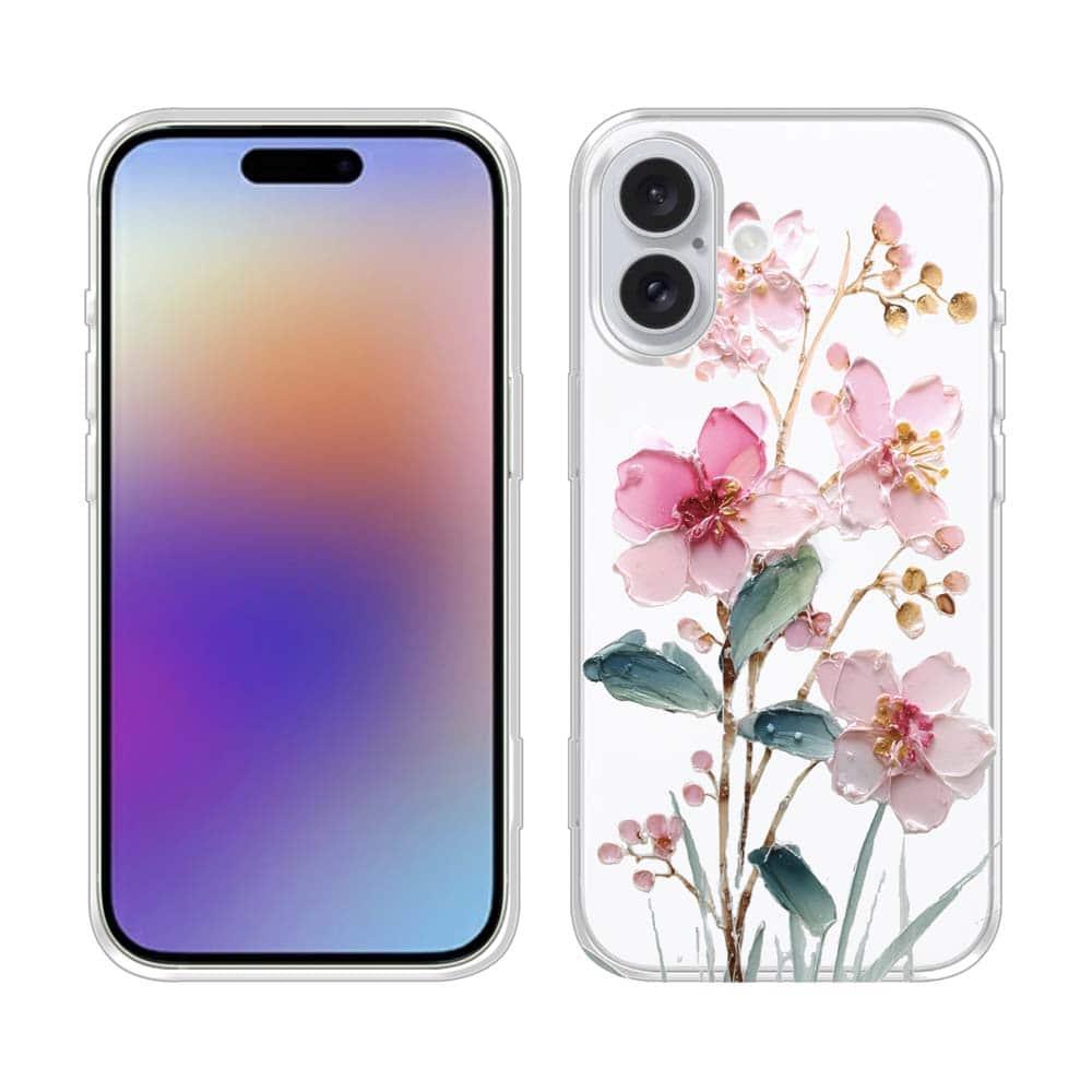 iPhone17/iPhoneAir 花柄 全機種対応☆TPUケース 日本の花画風 ピンク | 2枚目