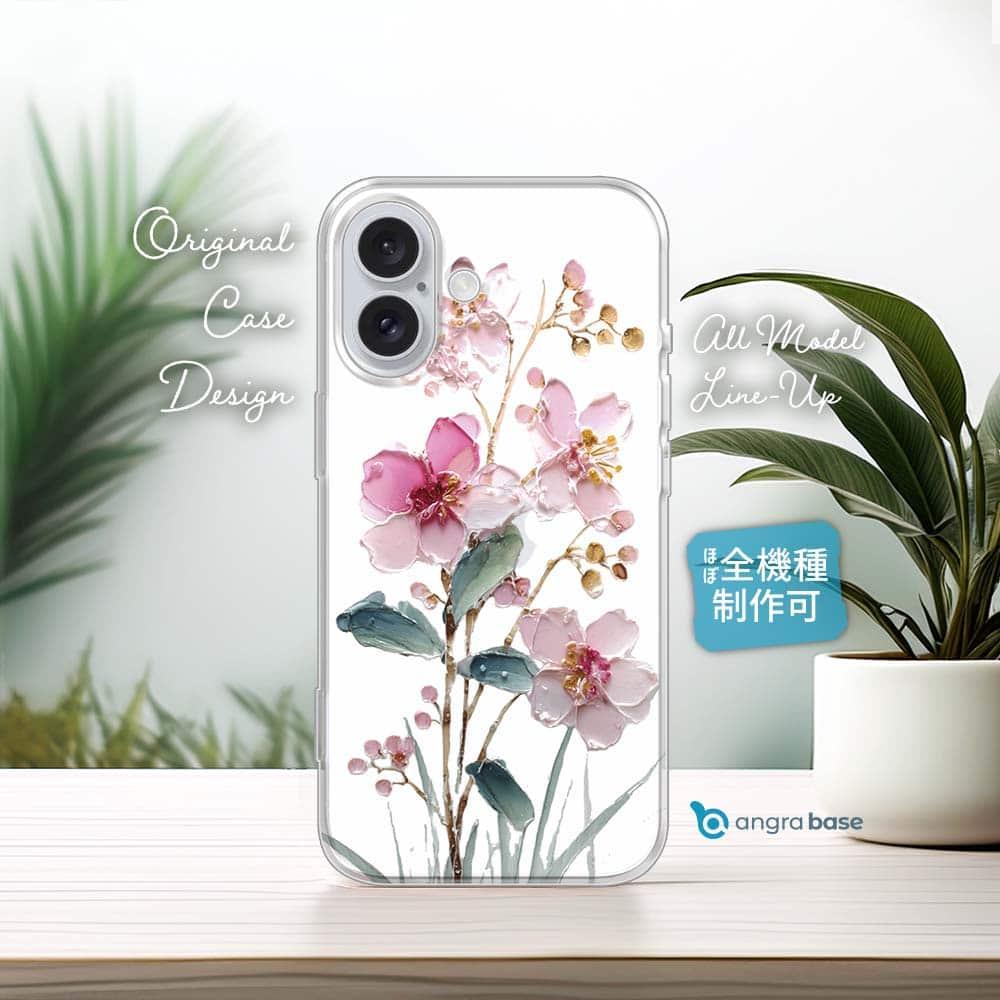 iPhone17/iPhoneAir 花柄 全機種対応☆TPUケース 日本の花画風 ピンク