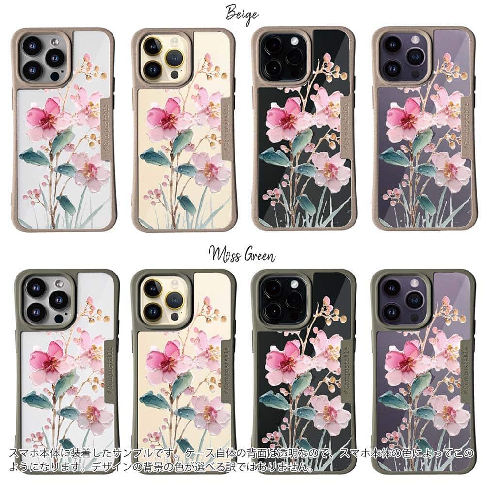 iPhone16/iPhone16e 花柄 コンポスケース 日本の花画風 ピンク | 2枚目