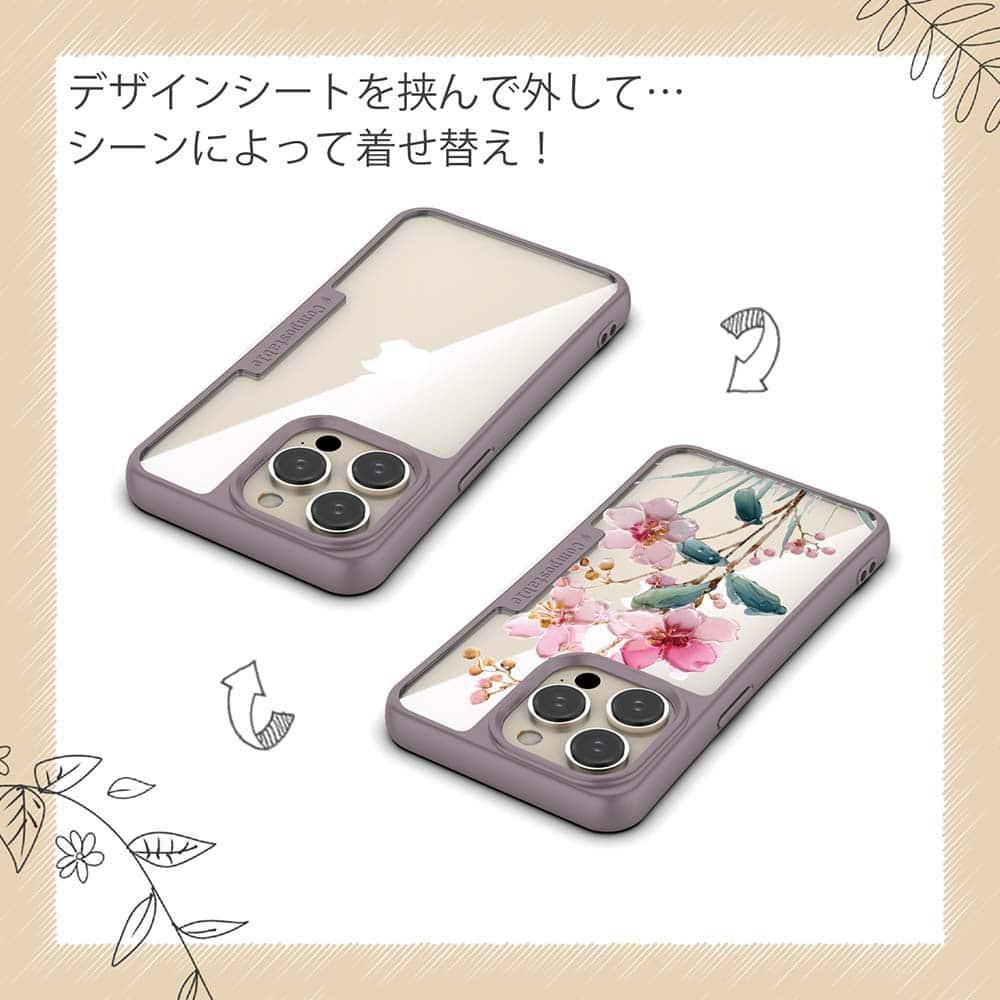 iPhone16/iPhone16e 花柄 コンポスケース 日本の花画風 ピンク | 5枚目