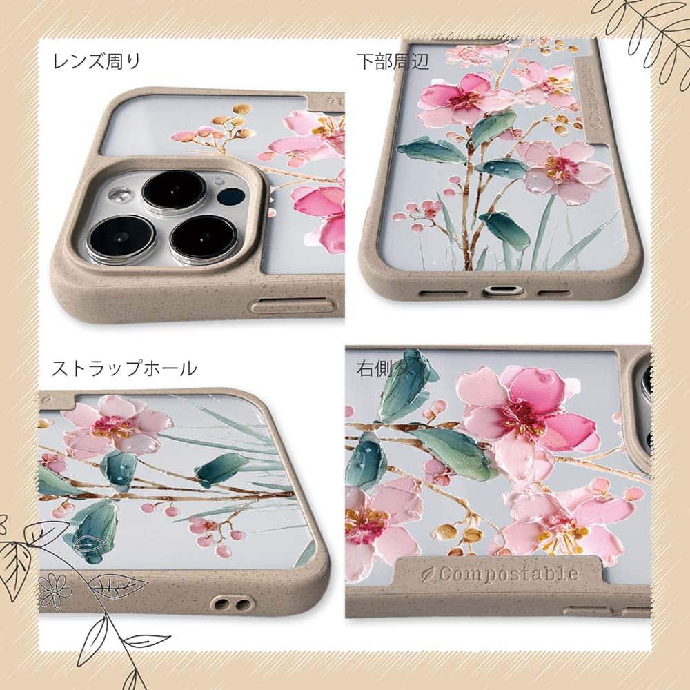 iPhone16/iPhone16e 花柄 コンポスケース 日本の花画風 ピンク | 6枚目