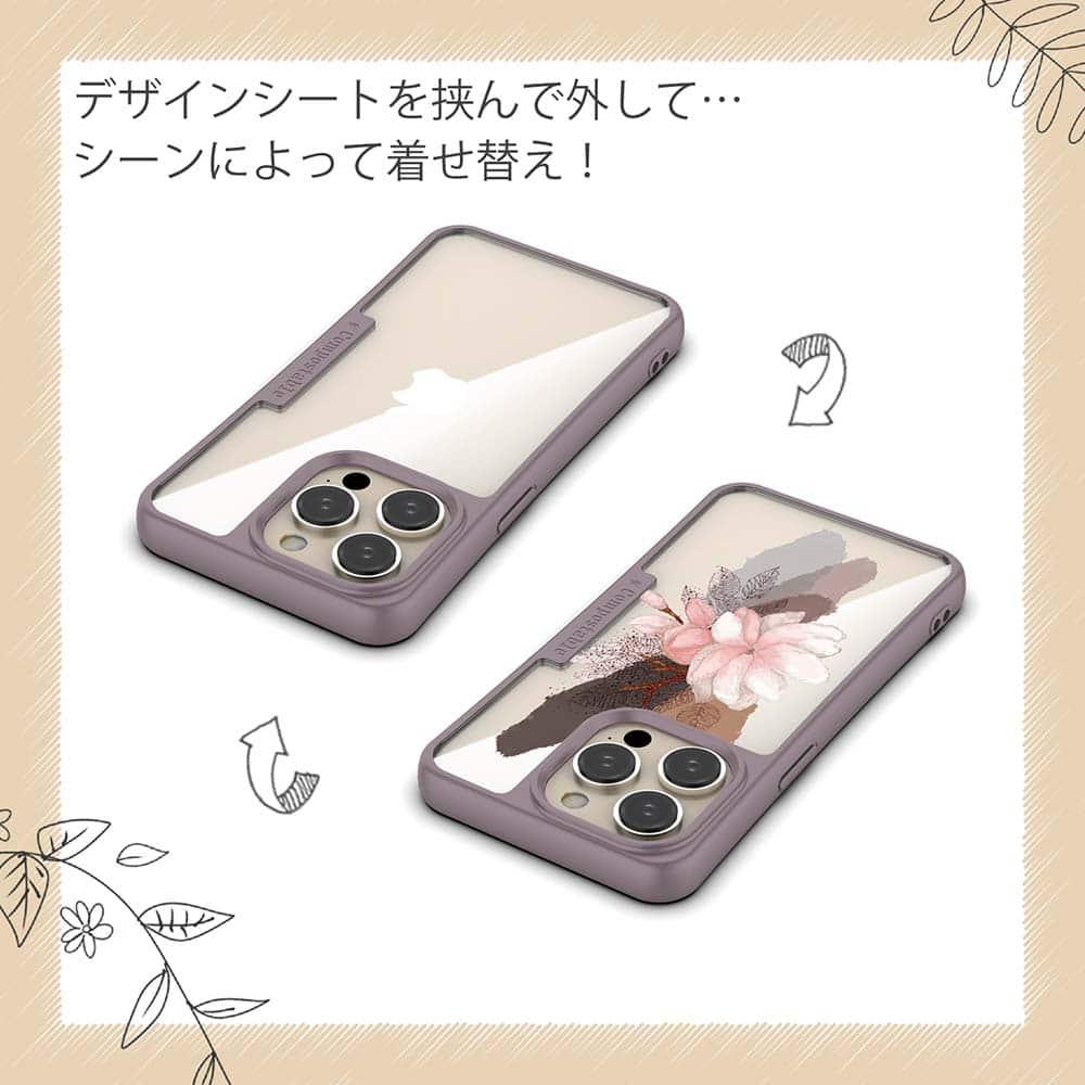 iPhone16/iPhone16e/iPhone16 Pro 花柄 コンポスケース ニュアンス・ライトピンク | 5枚目