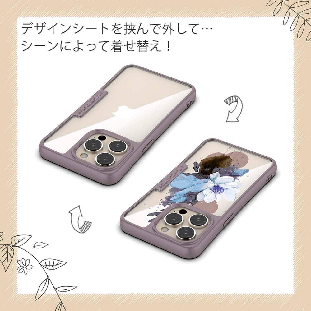 iPhone16/iPhone16e/iPhone16 Pro 花柄 コンポスケース ニュアンス・ペールブルー | 5枚目